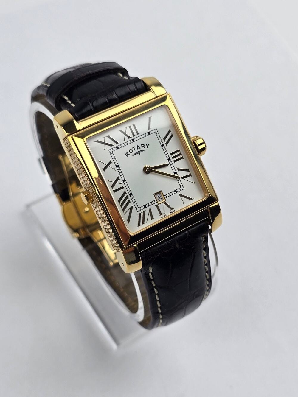 Rotary Revelation Dual Dial Reversible Men's Watch Gold Tone Swiss -needs batt